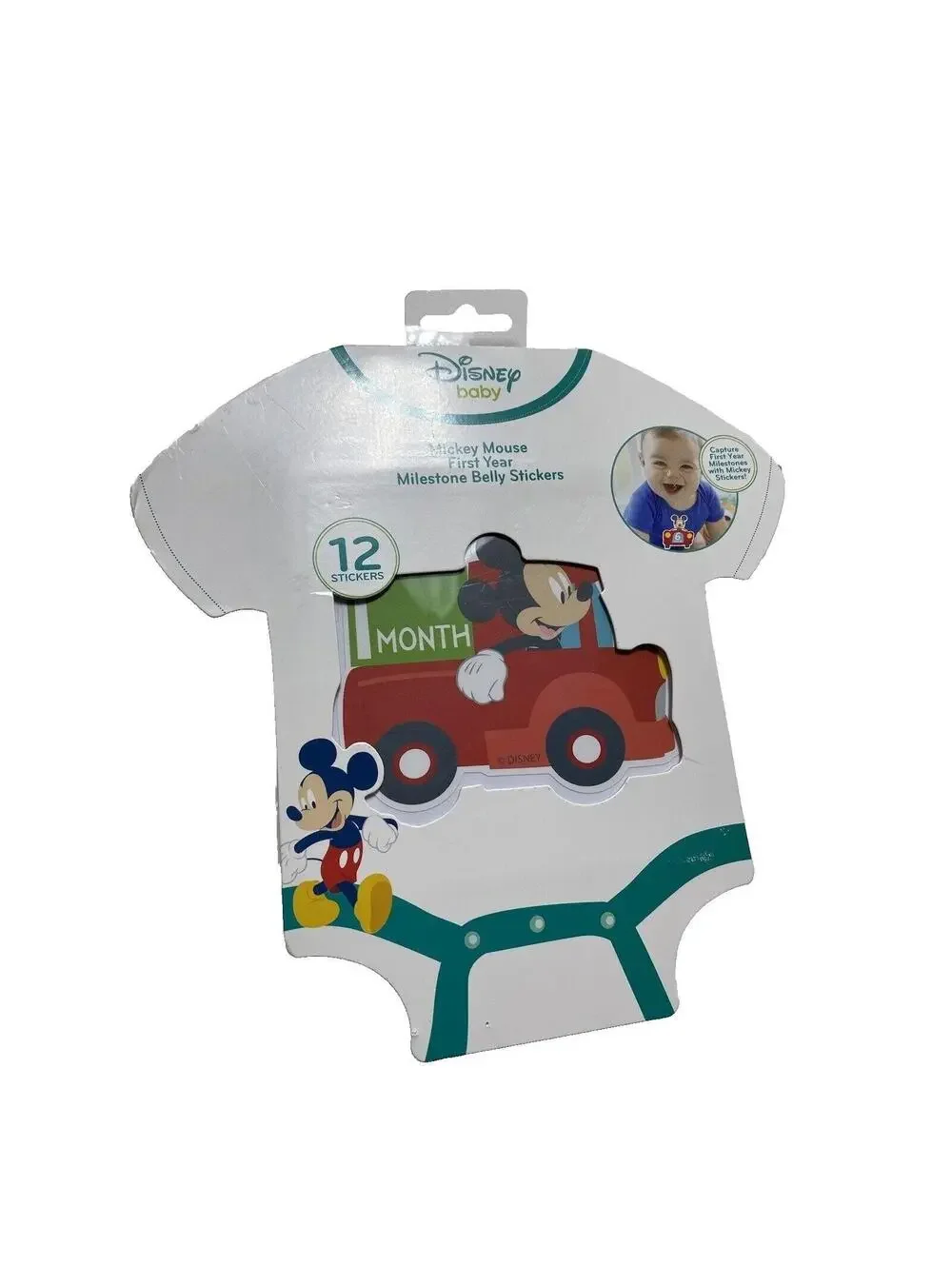 Disney Baby Mickey Mouse Monthly Milestone Belly Stickers, First Year Photo Prop